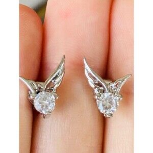 925 sterling silver cubic zirconia angel wing post Earrings
